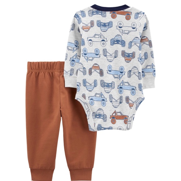 Carter's Boys 4 PC Bodysuit Pant Set, Trucks/Stripes/Solids Blue, 18 Months, NWT - Picture 9 of 13